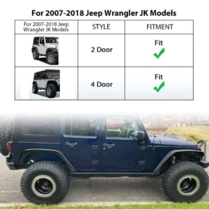 For Jeep Wrangler 07-18 JK Full Set Flat Style Solid Steel Fender Flares